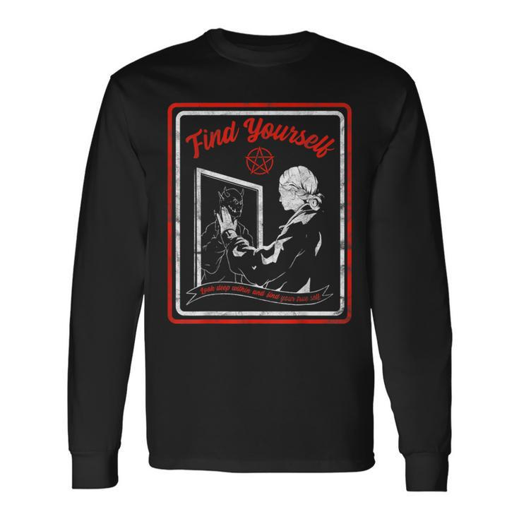 Vintage Horror Find Yourself Demon Within Long Sleeve T-Shirt