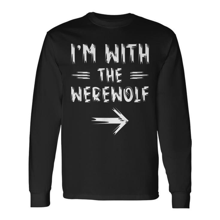 Vintage I´M With The Werewolf Full Moon Wolf Halloween Party For Wolf Lovers Long Sleeve T-Shirt T-Shirt