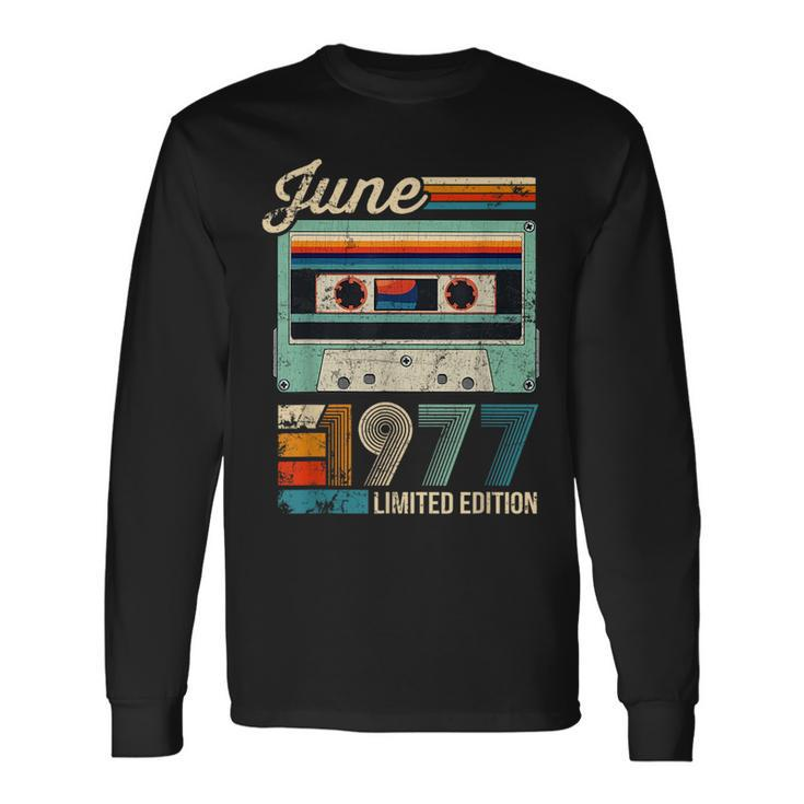 Vintage June 1977 Cassette Tape 46Th Birthday Decorations Long Sleeve T-Shirt
