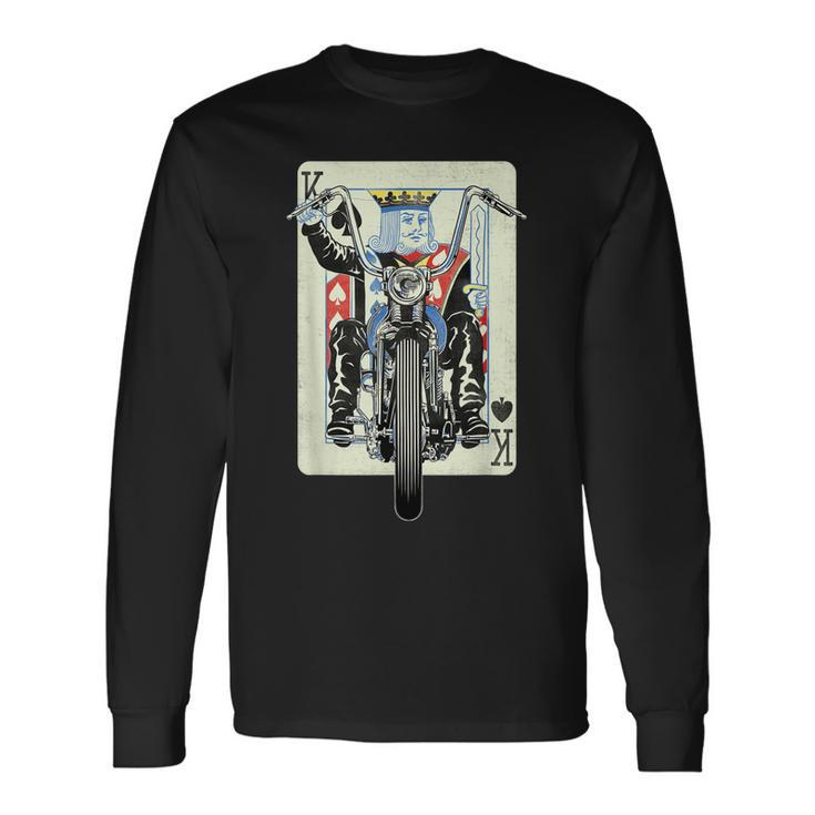 Vintage King Card Motorcycle Poker Black Jack Gambling Biker Long Sleeve T-Shirt T-Shirt