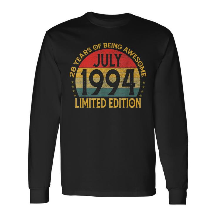 Vintage Limited Edition Birthday Decoration July 1994 Long Sleeve T-Shirt