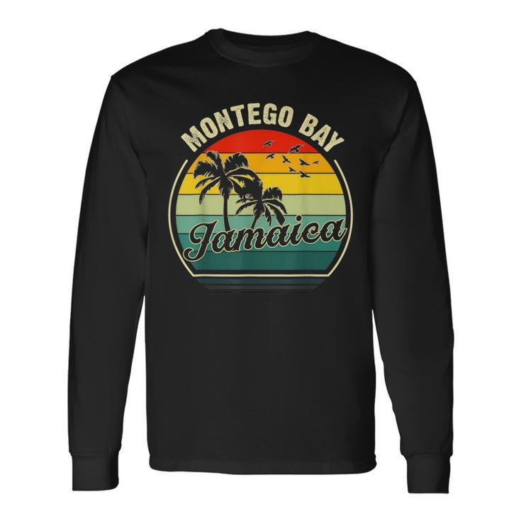 Vintage Montego Bay Beach Jamaica Summer Vacation Sunset Vacation Long Sleeve T-Shirt T-Shirt