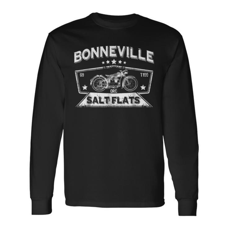 Vintage Motorcycle Racing Bonneville Salt Flats Utah Long Sleeve T-Shirt T-Shirt