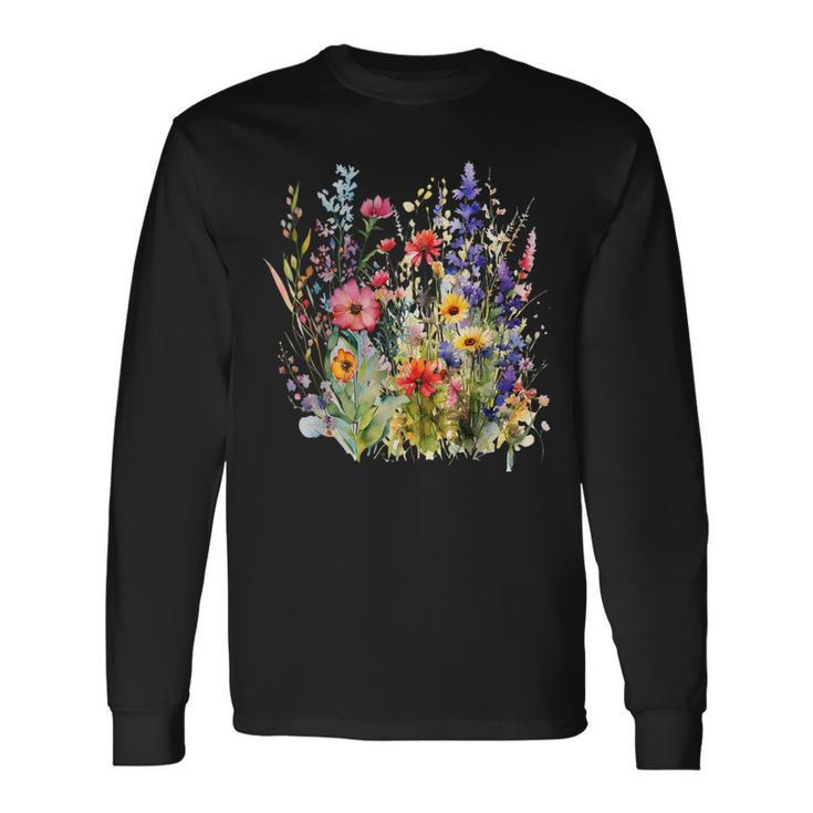 Vintage Nature Lover Botanical Floral Aesthetic Wildflowers Long Sleeve T-Shirt Gifts ideas