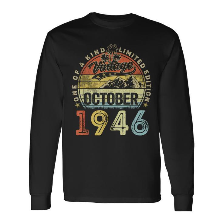 Vintage October 1946 77Th Birthday 77 Years Old Long Sleeve T-Shirt