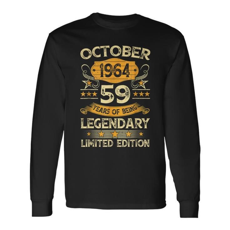 Vintage October 1964 59Th Birthday 59 Years Old Long Sleeve T-Shirt