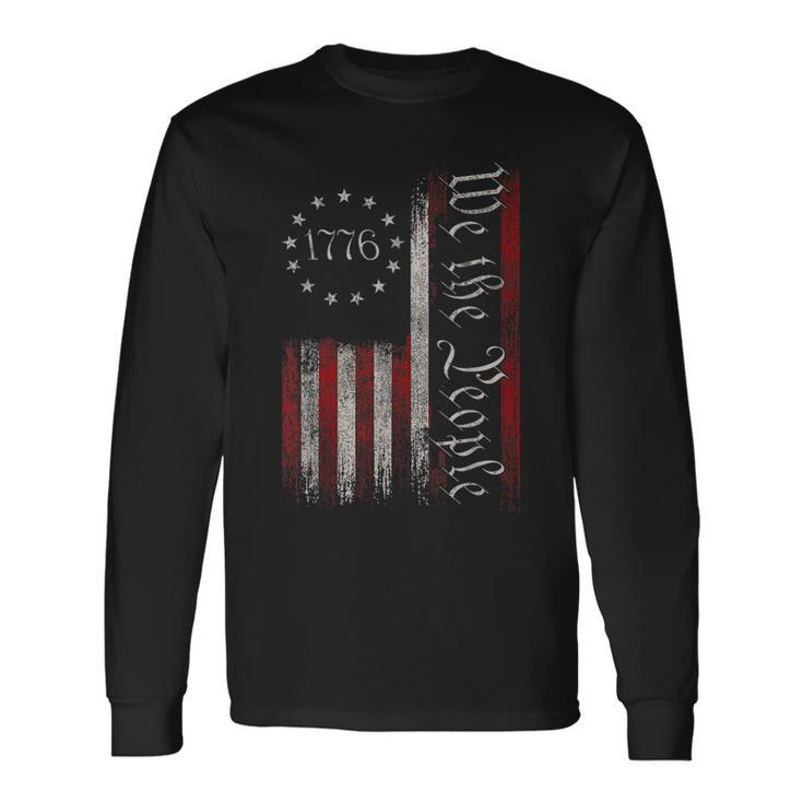Vintage Old American Flag Patriotic 1776 We The People Usa Long Sleeve T-Shirt Gifts ideas