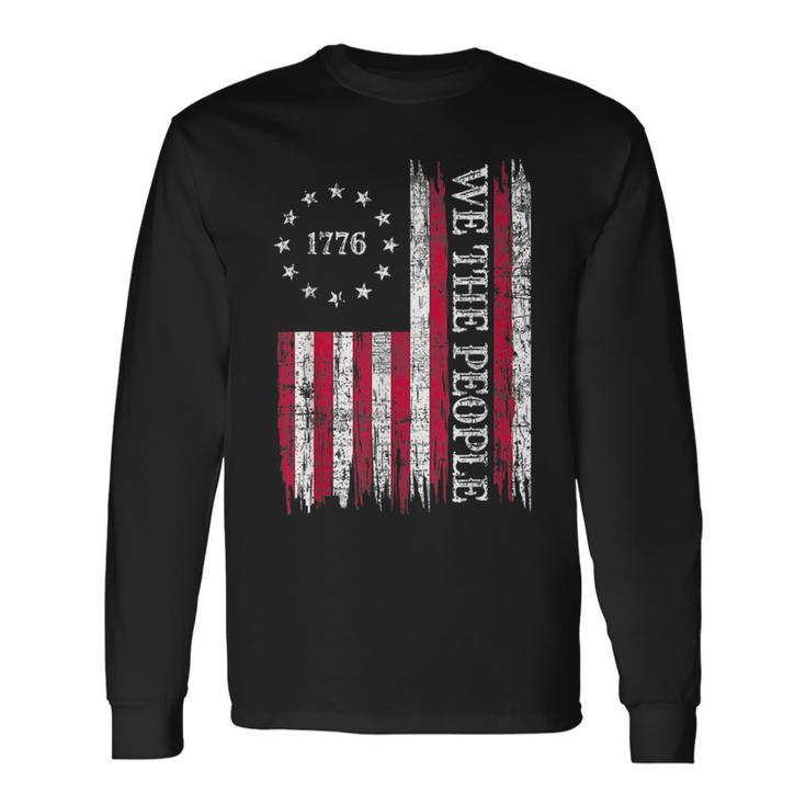 Vintage Old American Flag Patriotic 1776 We The People Usa Patriotic Long Sleeve T-Shirt T-Shirt