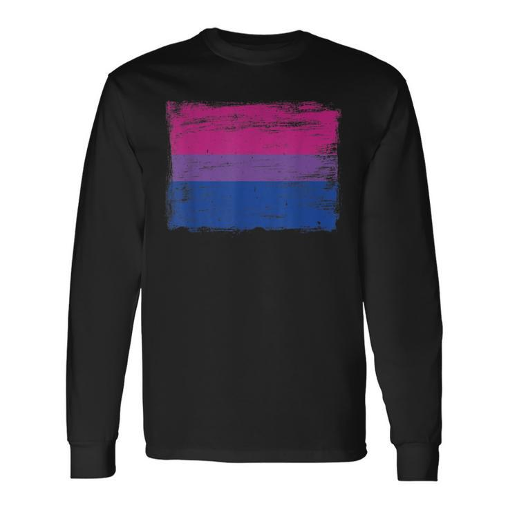 Vintage Painted Bisexual Pride Flag Pink Purple Blue Long Sleeve T-Shirt T-Shirt