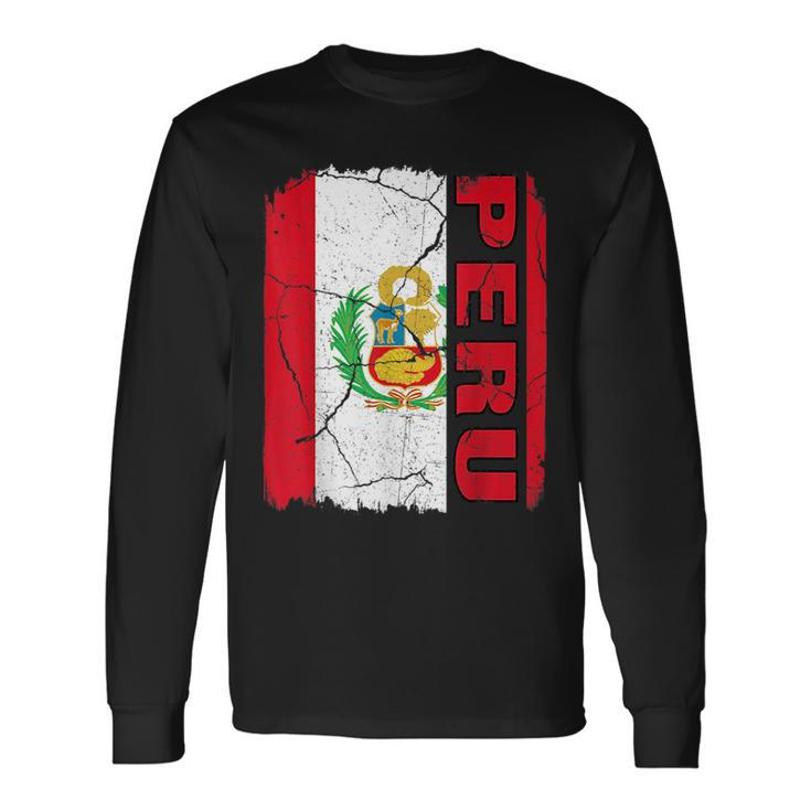 Vintage Peruvian Flag Peru Pride Roots Heritage Long Sleeve T-Shirt