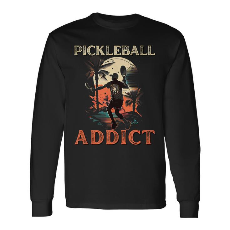 Vintage Pickleball Addict Player For Paddleball Lover Long Sleeve T-Shirt T-Shirt