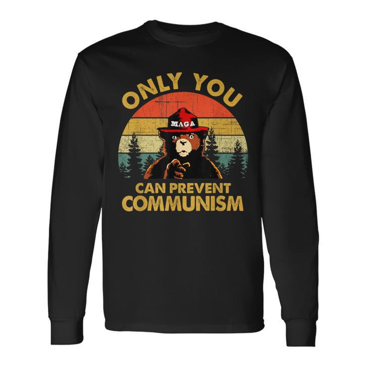 Vintage Only You Can Prevent Communism Bear Camping Long Sleeve T-Shirt