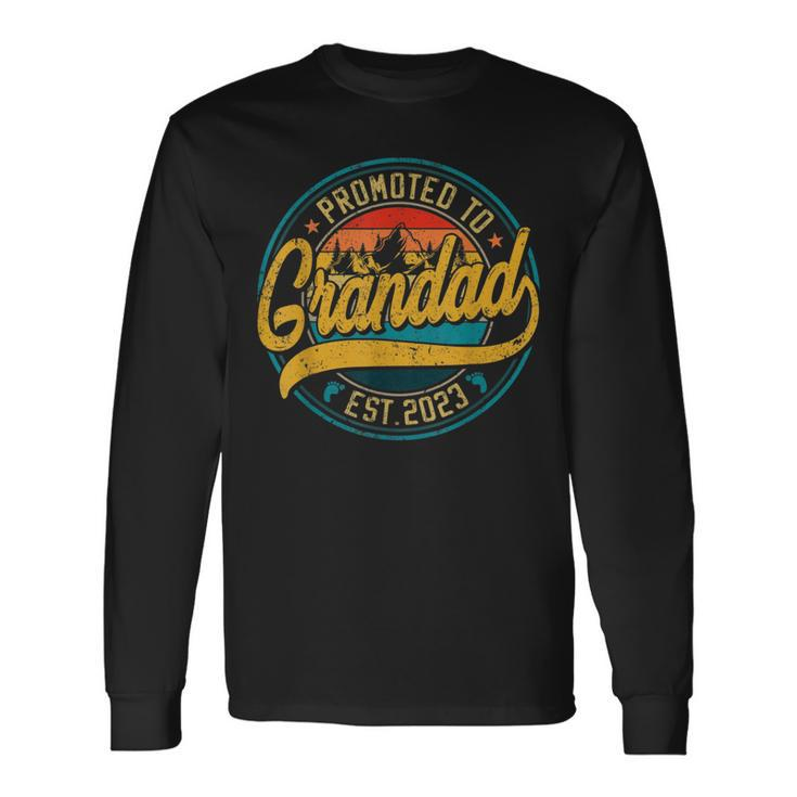 Vintage Promoted To Great Grandad Est 2023 Long Sleeve T-Shirt