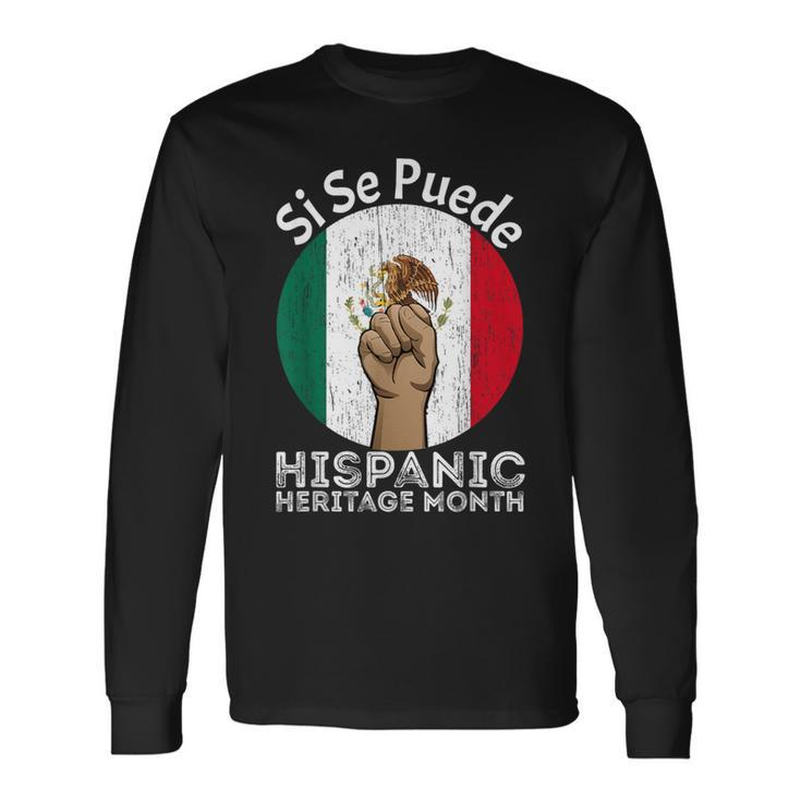 Vintage Proud Mexica Flag National Hispanic Heritage Month Long Sleeve T-Shirt