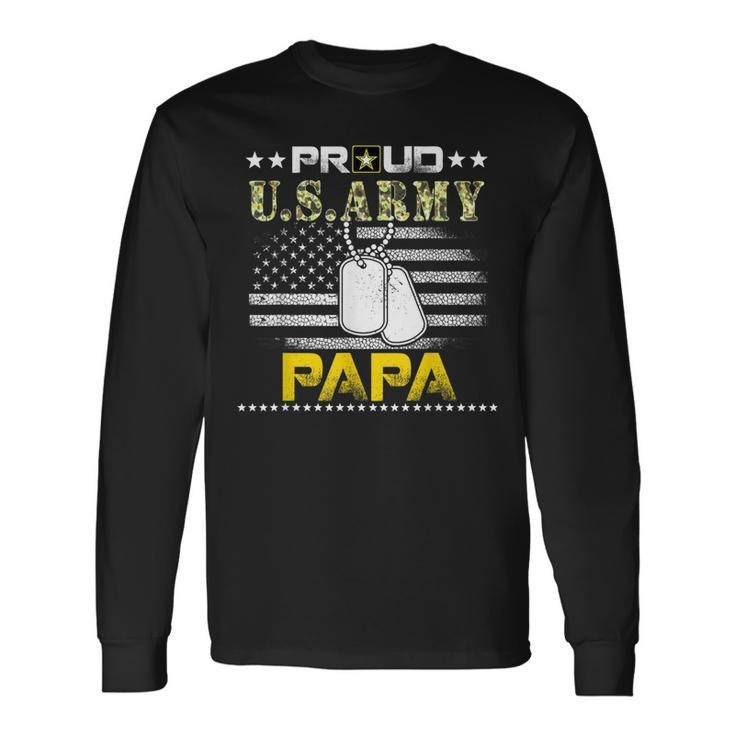 Vintage Proud Papa Usarmy Veteran Flag Long Sleeve T-Shirt T-Shirt