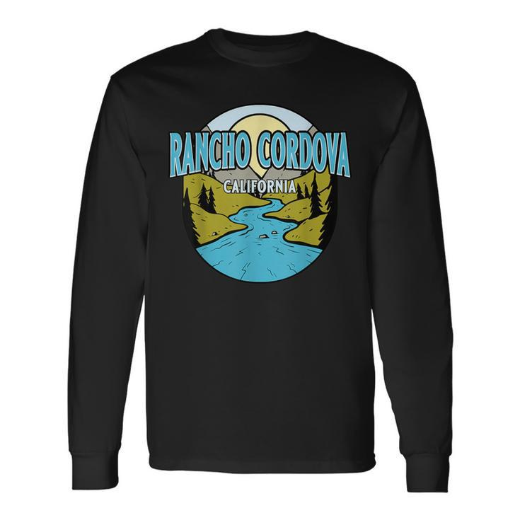 Vintage Rancho Cordova California River Valley Print Long Sleeve T-Shirt
