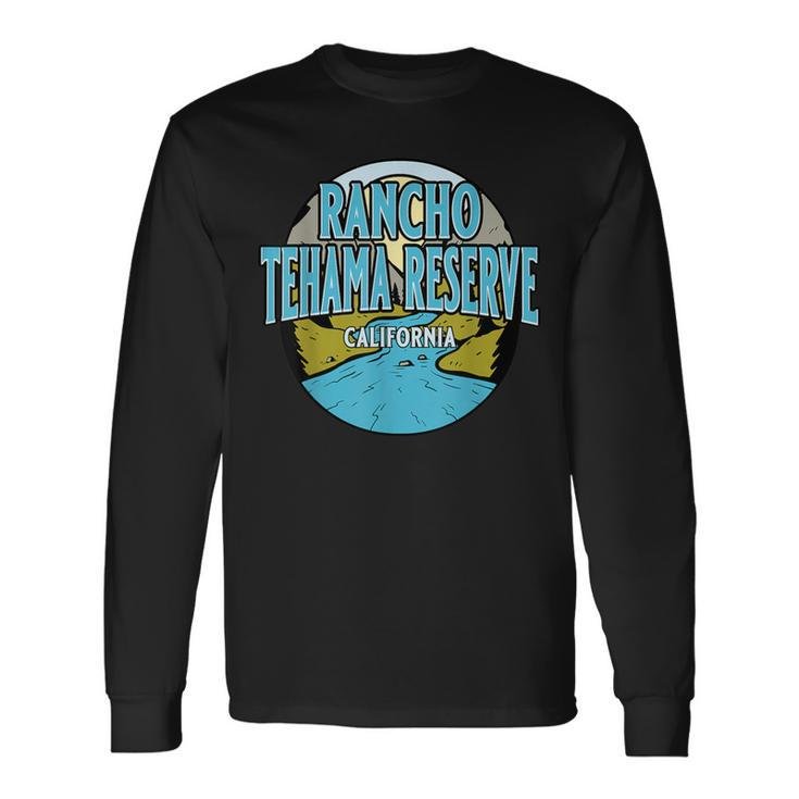 Vintage Rancho Tehama Reserve California River Valley Print Long Sleeve T-Shirt
