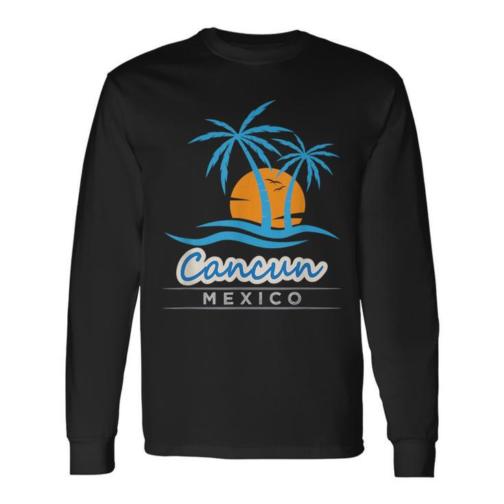 Vintage Retro Summer Vacation Mexico Cancun Beach Vacation Long Sleeve T-Shirt T-Shirt