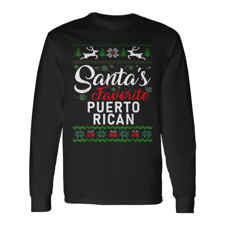 Vintage Santa Claus Favorite Puerto Rican Christmas Tree Long Sleeve T-Shirt