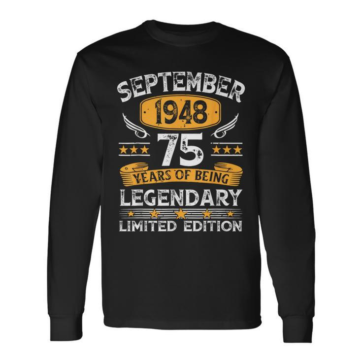 Vintage September 1948 75 Years Old 75Th Birthday Long Sleeve T-Shirt