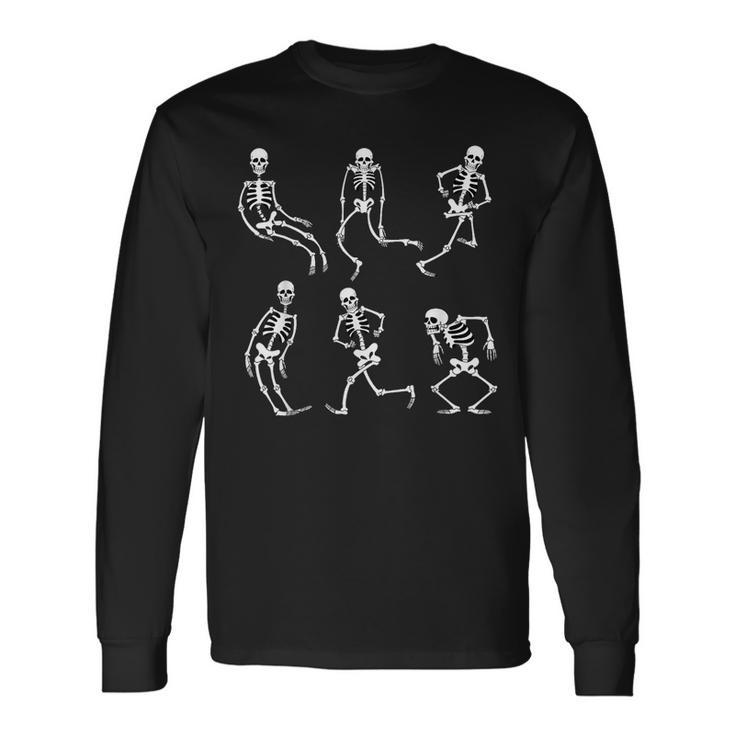 Vintage Skeletons Cartoon Dancing Halloween Party Dancing Long Sleeve T-Shirt T-Shirt