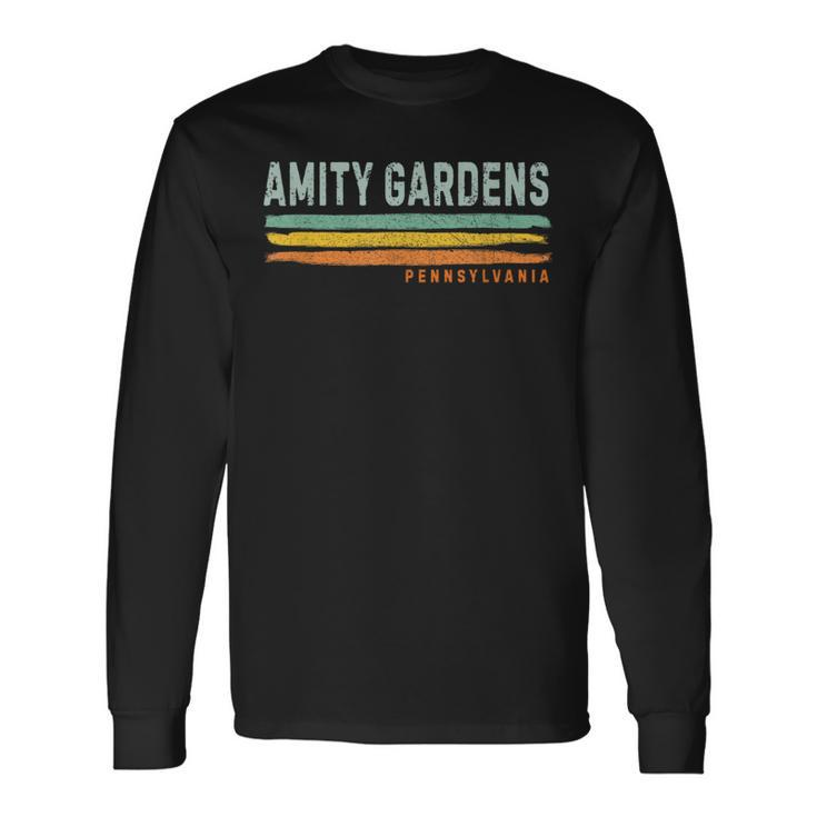 Vintage Stripes Amity Gardens Pa Long Sleeve T-Shirt