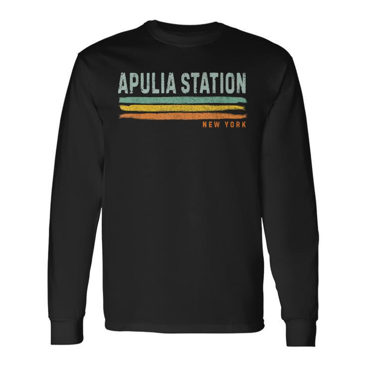 Vintage Stripes Apulia Station Ny Long Sleeve T-Shirt