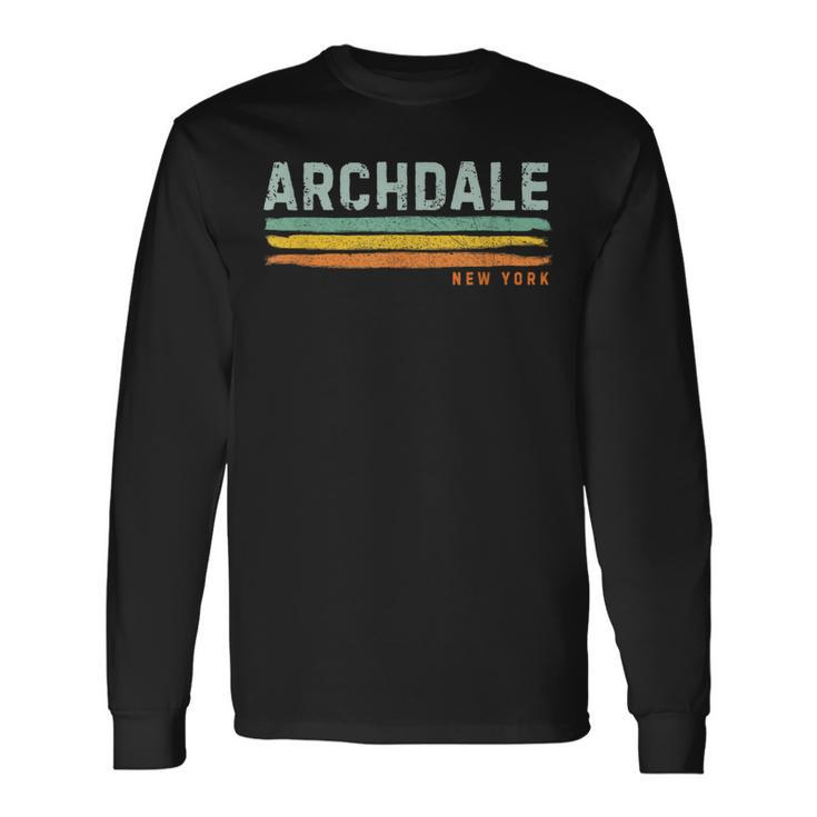 Vintage Stripes Archdale Ny Long Sleeve T-Shirt