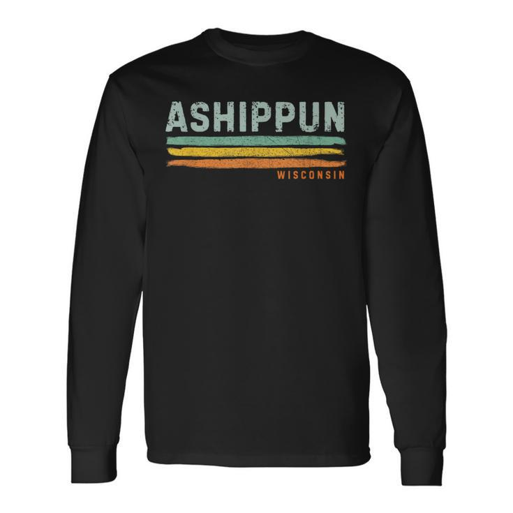 Vintage Stripes Ashippun Wi Long Sleeve T-Shirt