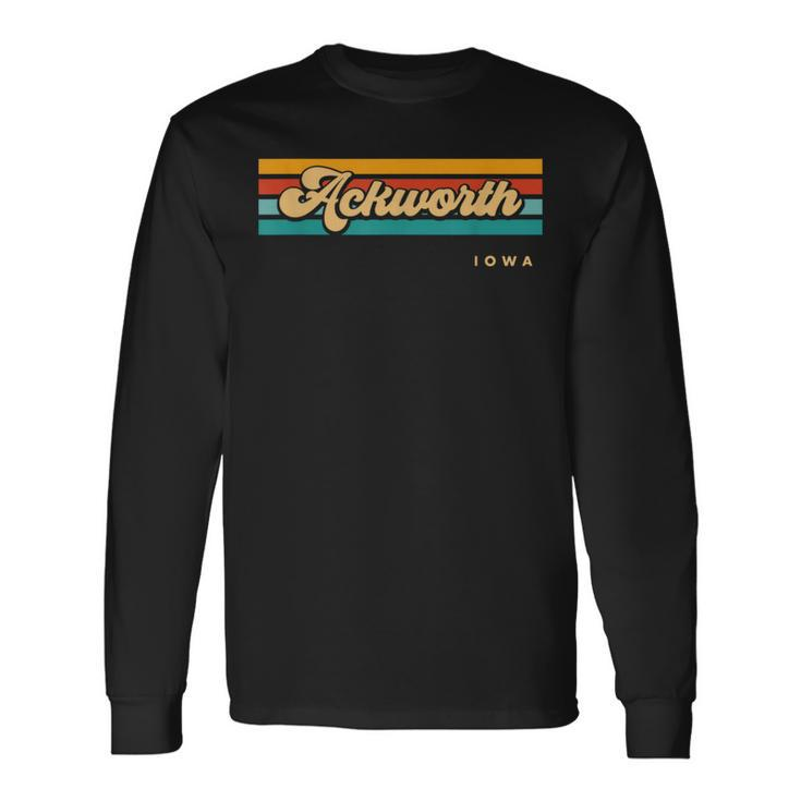 Vintage Sunset Stripes Ackworth Iowa Long Sleeve T-Shirt