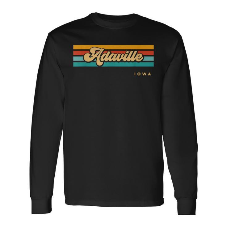 Vintage Sunset Stripes Adaville Iowa Long Sleeve T-Shirt