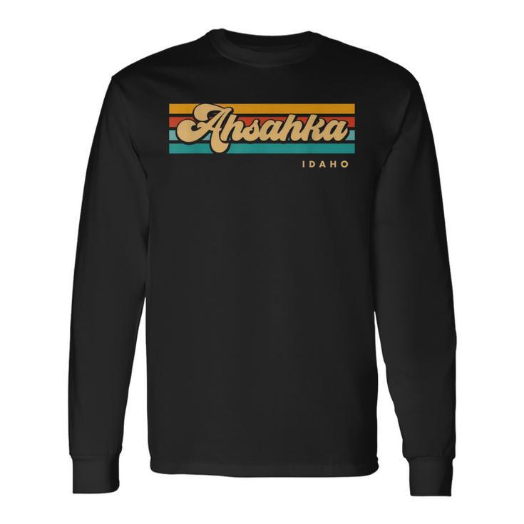 Vintage Sunset Stripes Ahsahka Idaho Long Sleeve T-Shirt
