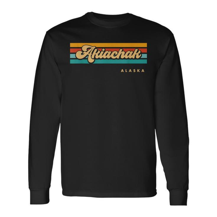 Vintage Sunset Stripes Akiachak Alaska Long Sleeve T-Shirt