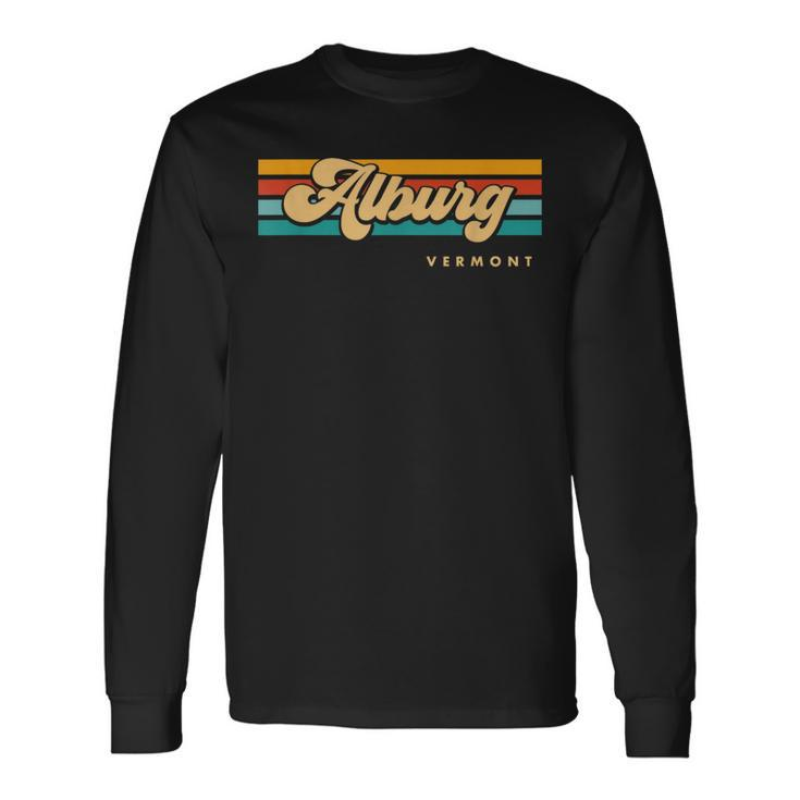 Vintage Sunset Stripes Alburg Vermont Long Sleeve T-Shirt