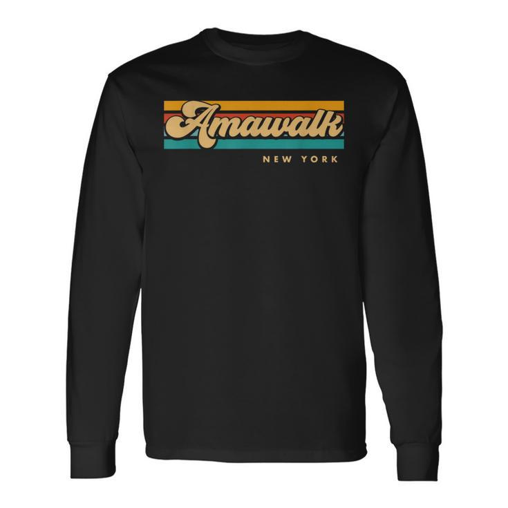 Vintage Sunset Stripes Amawalk New York Long Sleeve T-Shirt