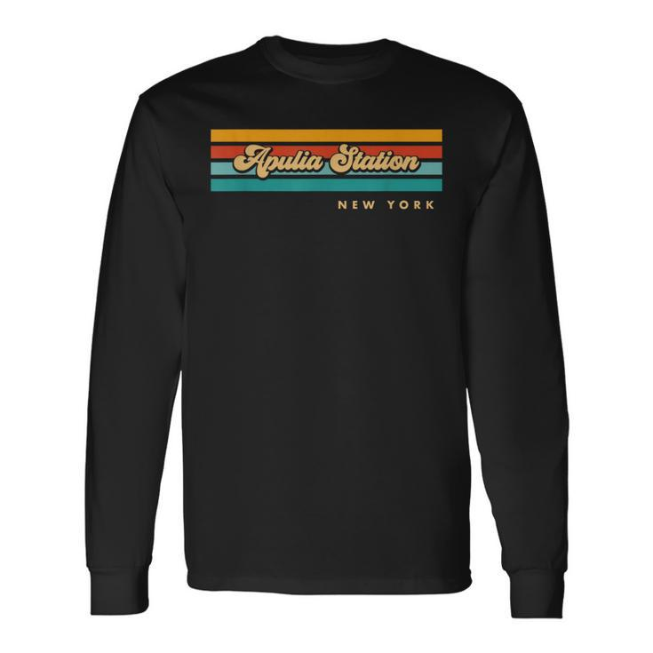 Vintage Sunset Stripes Apulia Station New York Long Sleeve T-Shirt