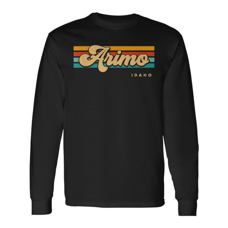 Vintage Sunset Stripes Arimo Idaho Long Sleeve T-Shirt