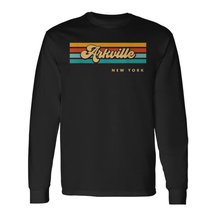 Vintage Sunset Stripes Arkville New York Long Sleeve T-Shirt