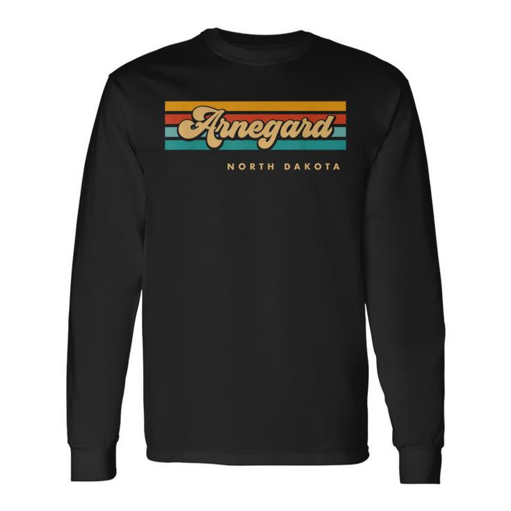 Vintage Sunset Stripes Arnegard North Dakota Long Sleeve T-Shirt
