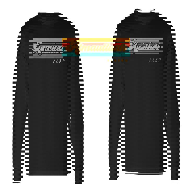 Vintage Sunset Stripes Atmautluak Alaska Long Sleeve T-Shirt