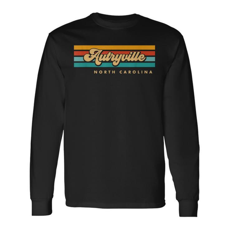 Vintage Sunset Stripes Autryville North Carolina Long Sleeve T-Shirt