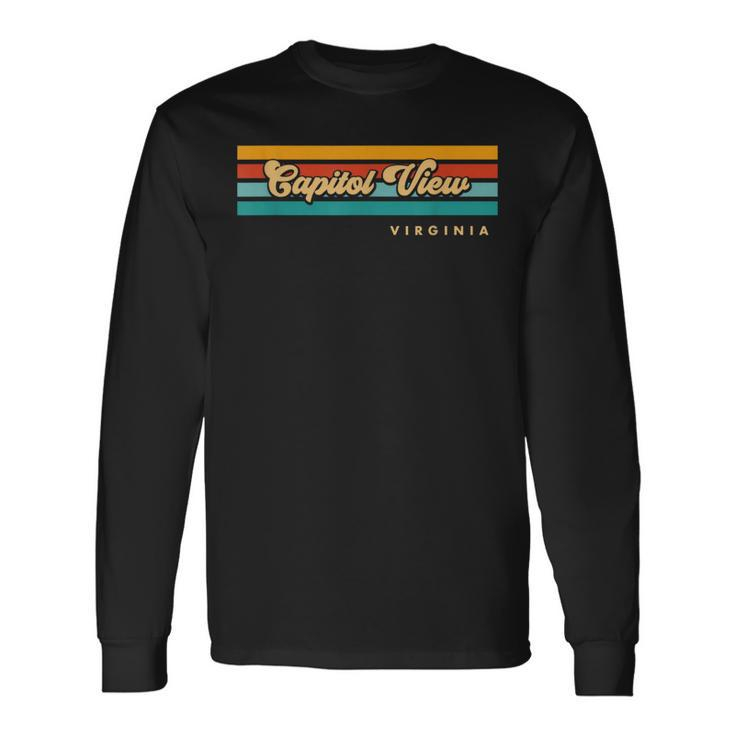 Vintage Sunset Stripes Capitol View Virginia Long Sleeve T-Shirt
