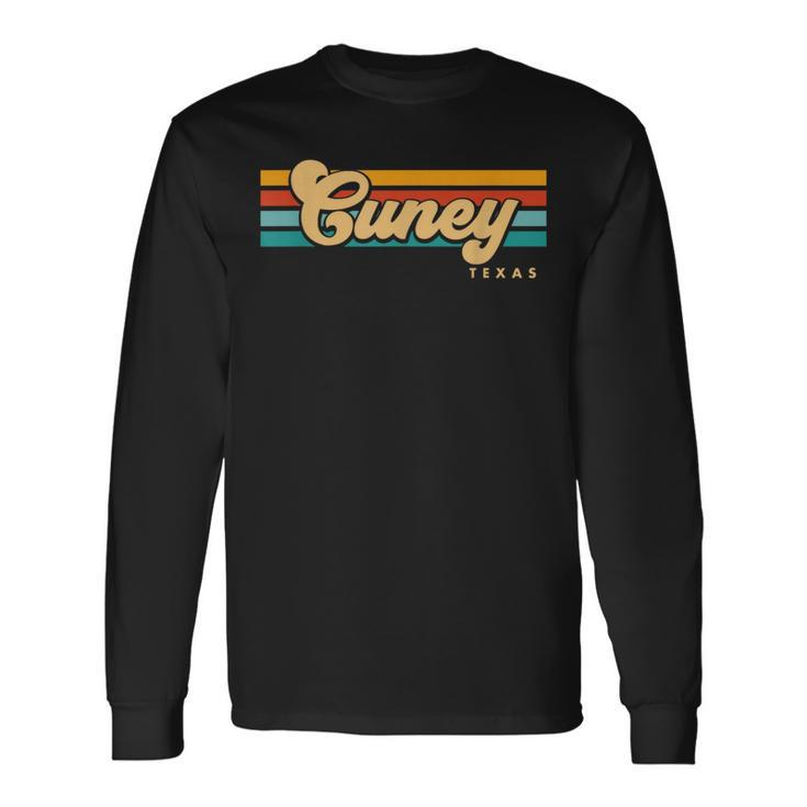 Vintage Sunset Stripes Cuney Texas Long Sleeve T-Shirt