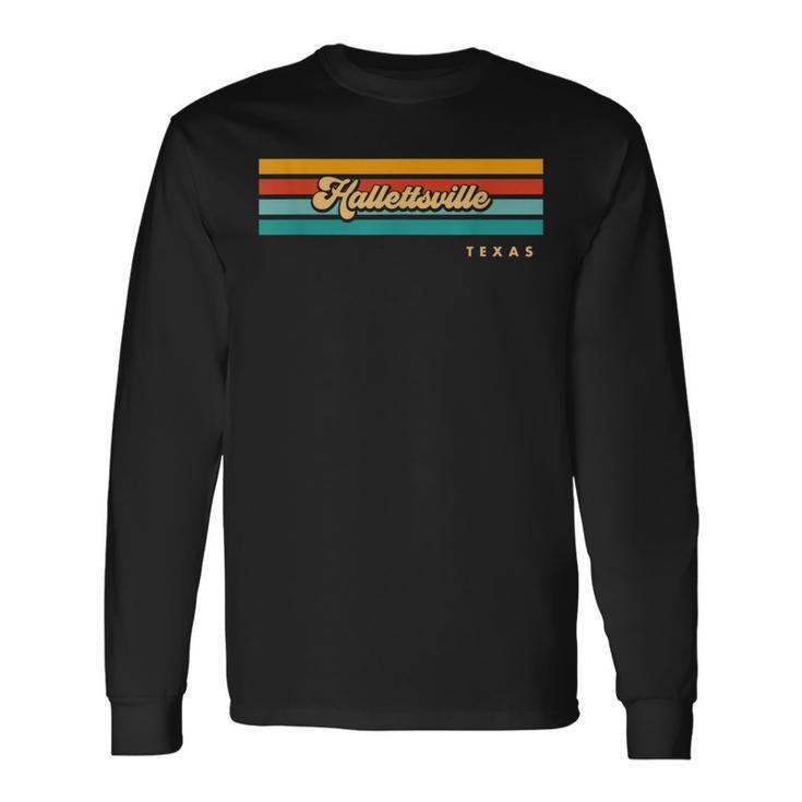 Vintage Sunset Stripes Hallettsville Texas Long Sleeve T-Shirt
