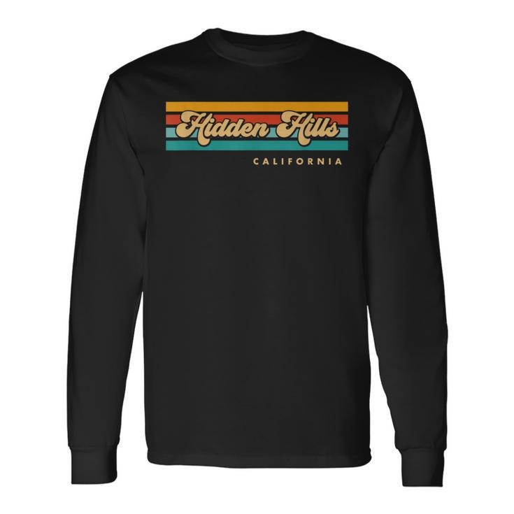 Vintage Sunset Stripes Hidden Hills California Long Sleeve T-Shirt