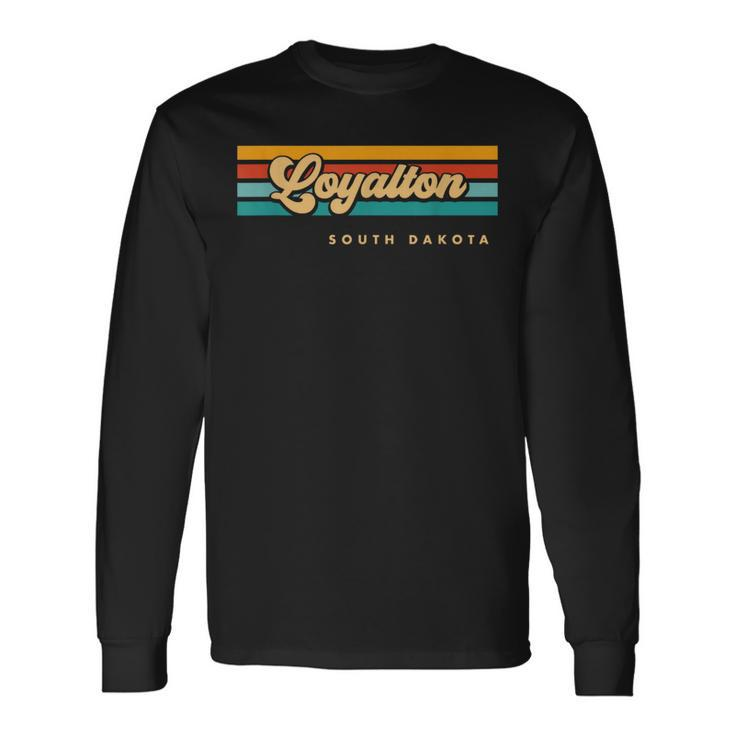 Vintage Sunset Stripes Loyalton South Dakota Long Sleeve T-Shirt
