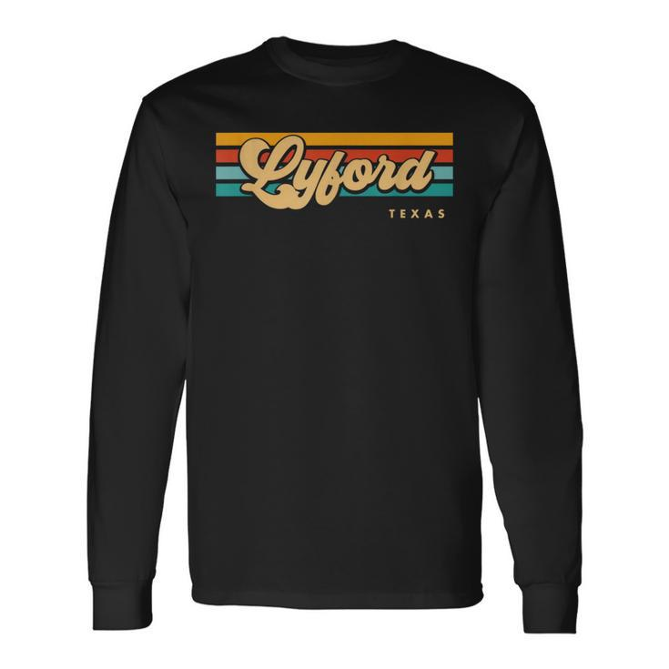 Vintage Sunset Stripes Lyford Texas Long Sleeve T-Shirt