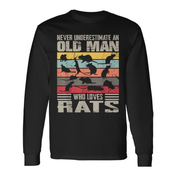 Vintage Never Underestimate An Old Man Who Loves Rats Cute Long Sleeve T-Shirt