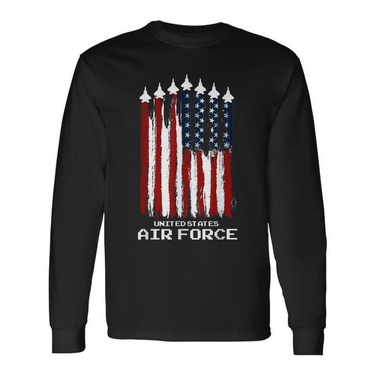 Vintage Us Air Force Veterans Usa American Flag 4Th Of July Long Sleeve Gifts ideas
