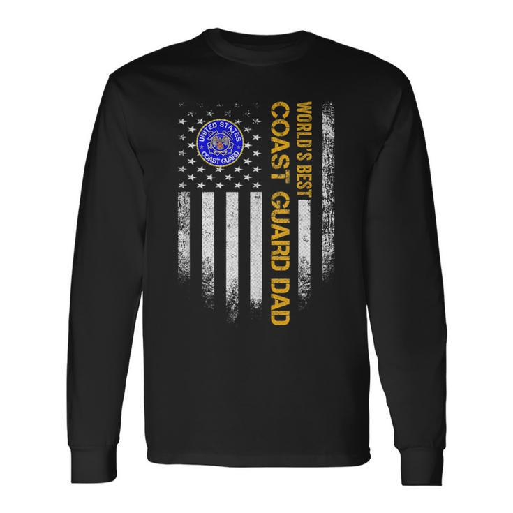 Vintage Usa American Flag Worlds Best Us Coast Guard Dad For Dad Long Sleeve T-Shirt T-Shirt